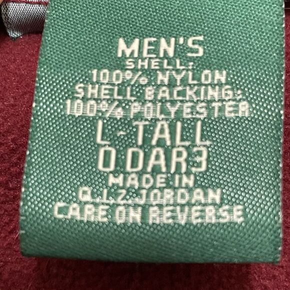 LL Bean Nylon Soft Shell Jacket Fleece Lined Red Full Zip Men's Large Tall - Picture 5 of 7